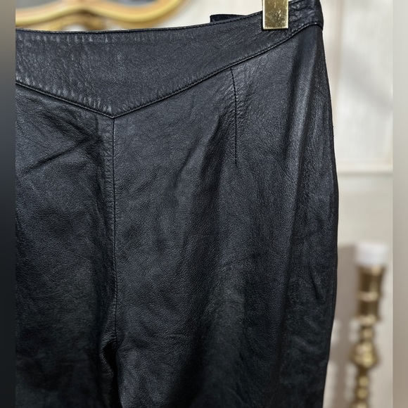 Express Leather Pants 9/10 Black Lambskin Straight Leg Lined No‎ Stretch 29x31.5 - Picture 6 of 8